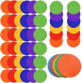 48PCS Spot Markers 9 Inch Floor Spots with Bag Non Slip Vinyl Poly Flat Field Cones Poly Dots Agility Markers for Sports Training, Soccer, Basketball, Speed,Gym, Dance, Classroom Organization