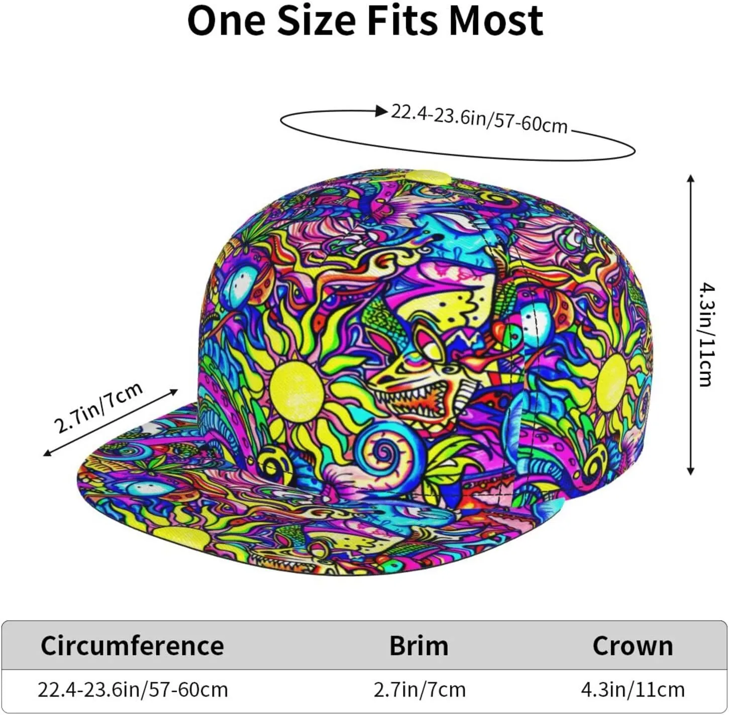 Baseball Cap, Flat Brim Snapback Hat, Unisex