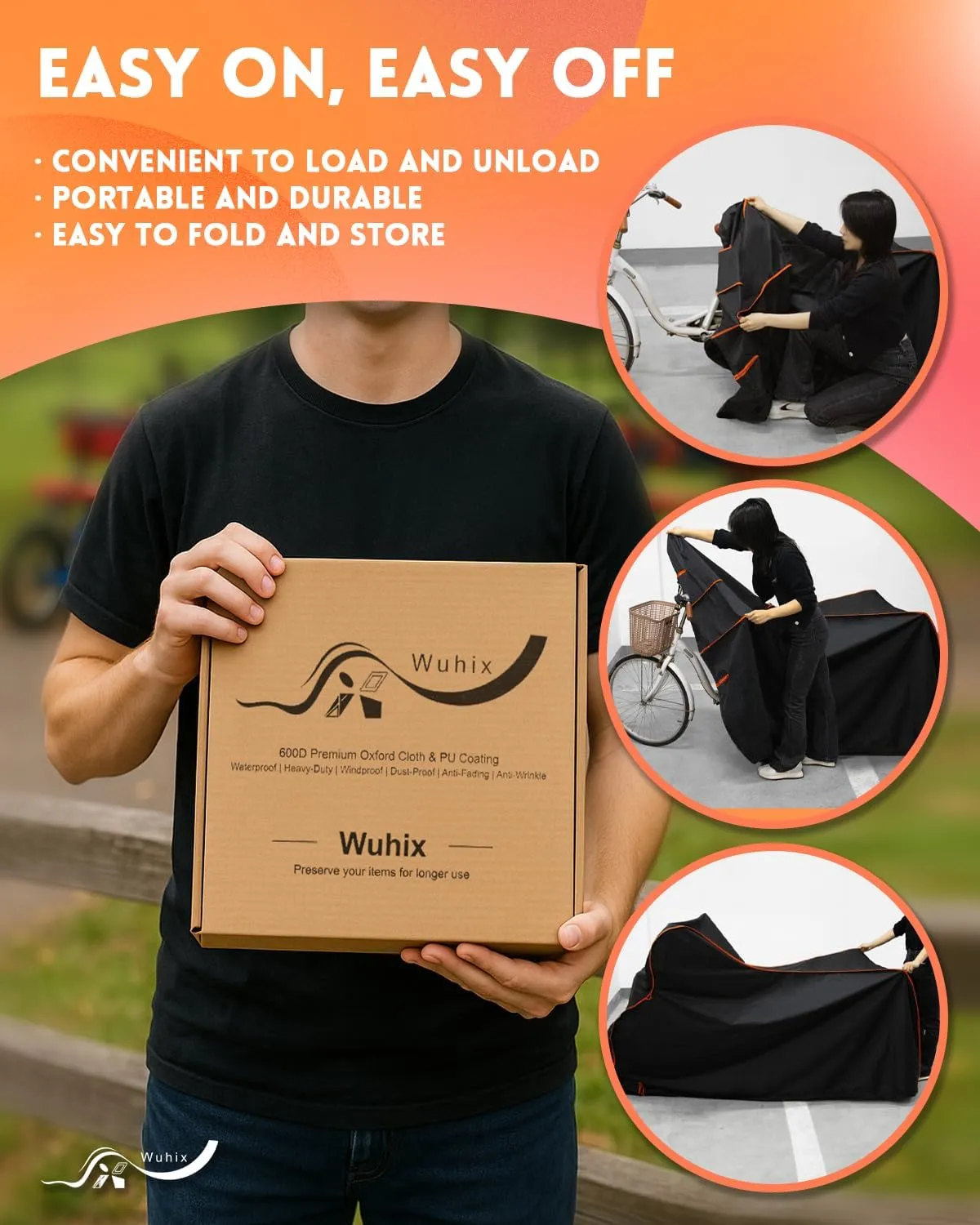 Bike Cover, 600D Heavy Duty Waterproof Bicycle Cover for Outdoor Storage  Fits 1/2/3 Bicycles  UV, Dust, Rain & Snow Protection  Compatible with Mountain, Road, Cruiser, Ebike & Electric Dirt Bike