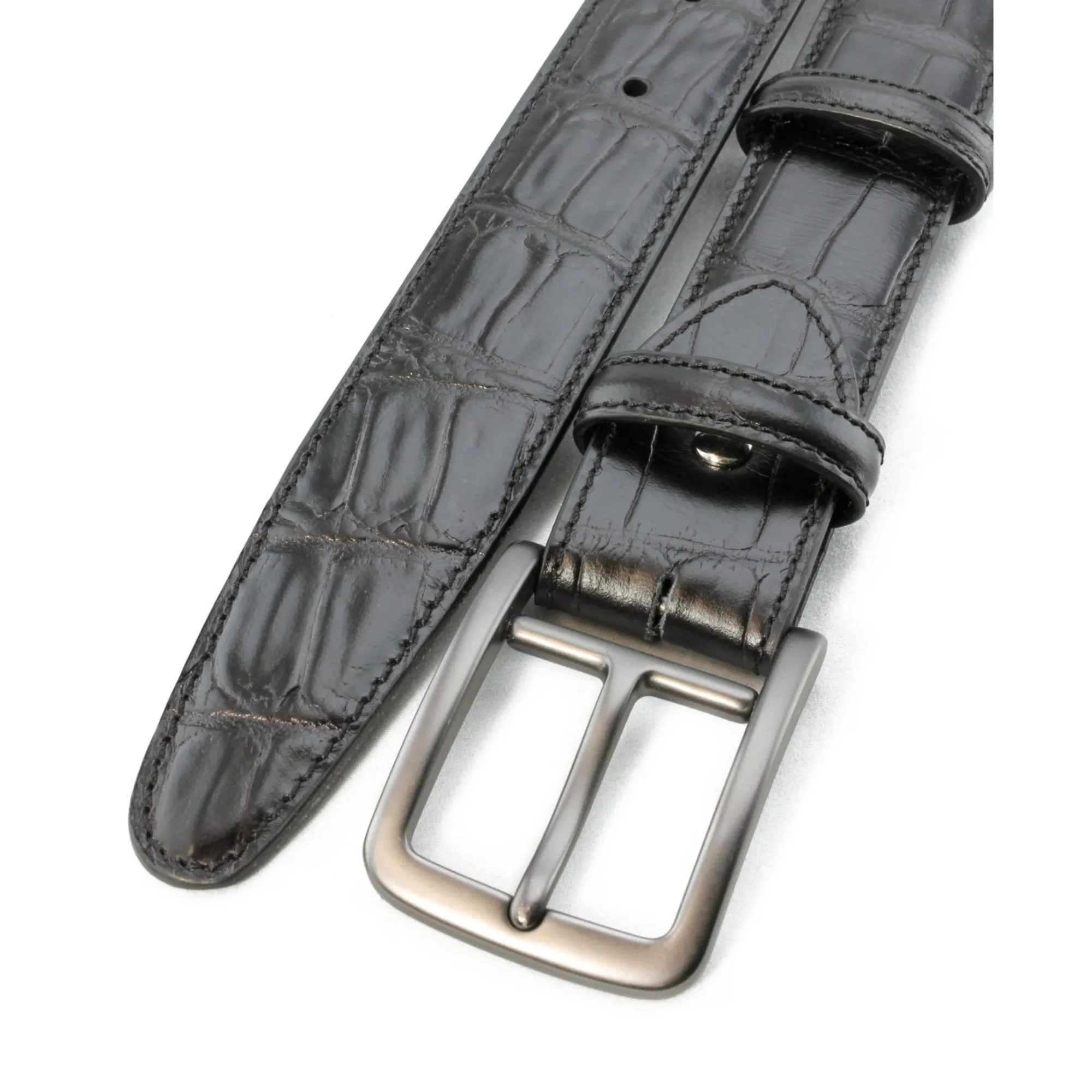 Black mock alligator tail belt