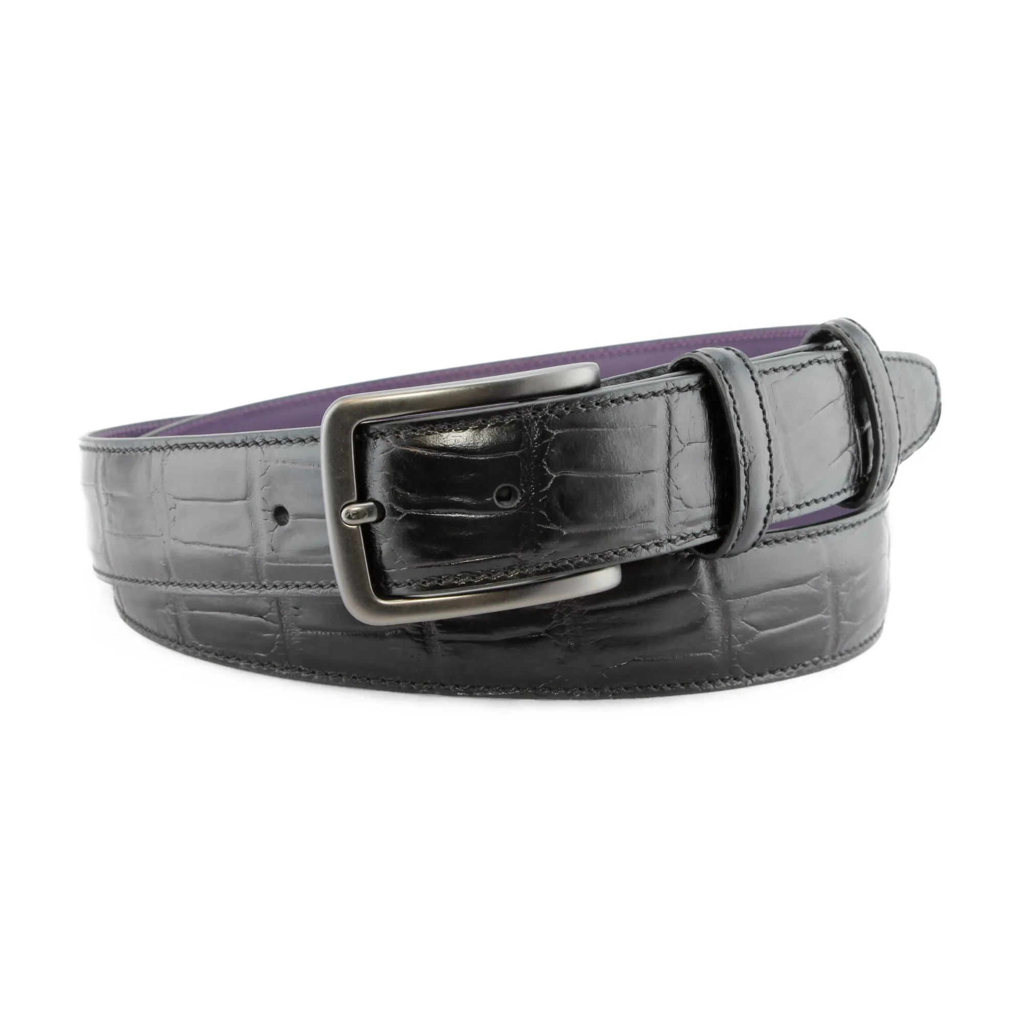 Black mock alligator tail belt