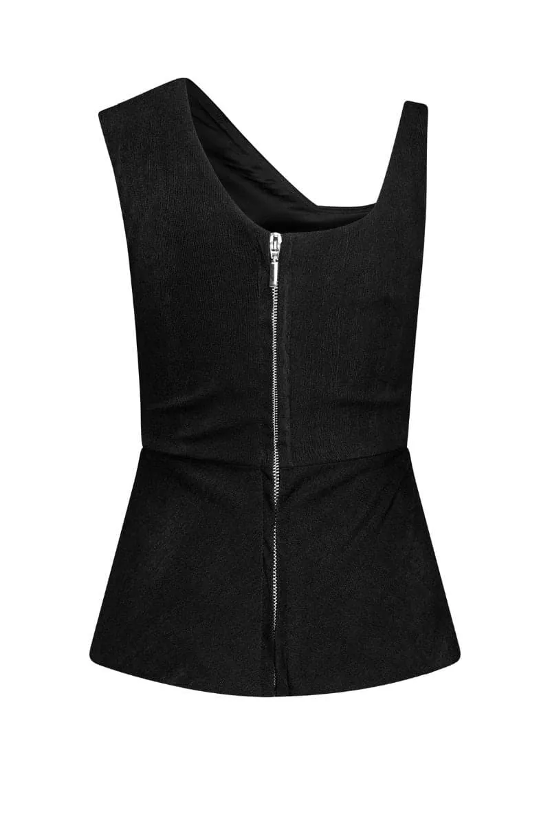 BLACK SLOPES ASYMMETRICAL SHIRT