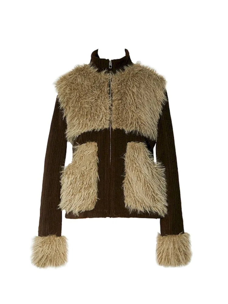 Corduroy Patchwork Fur Small Coat【s0000006269】