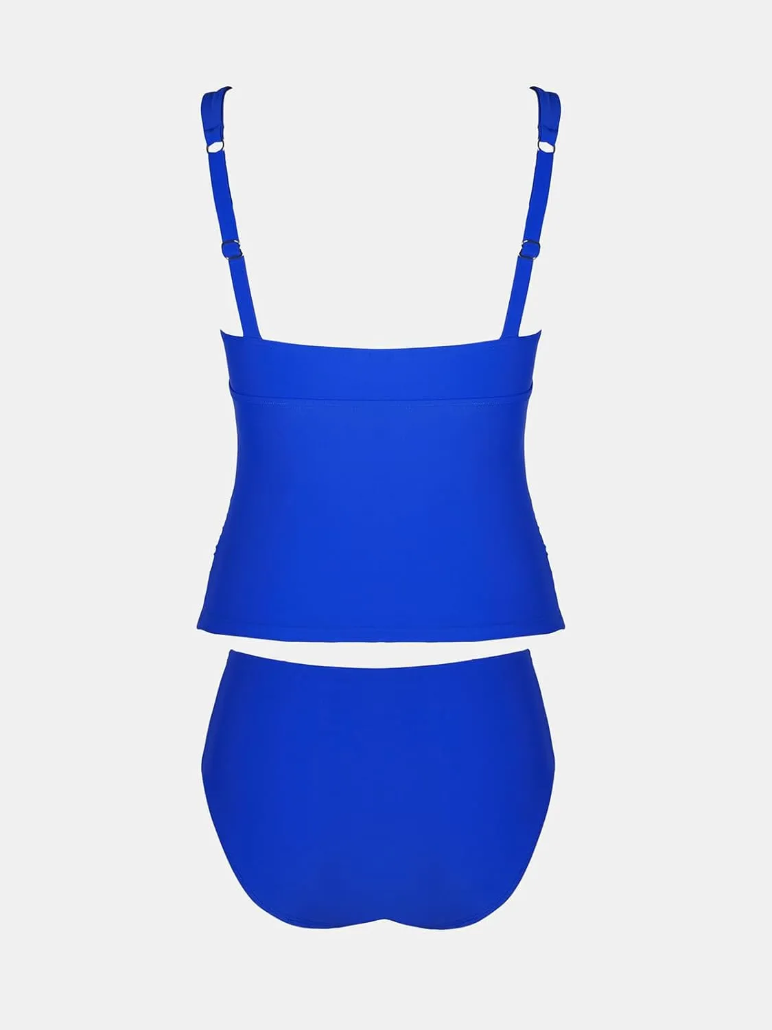 CUPSHE Women's Tankini Sets Surplice V Neck Two Piece Bathing Suits Adjustable Straps Shirred Mid Rise Swimwear