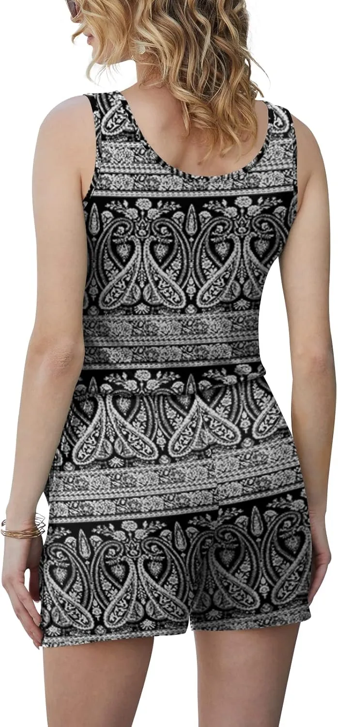 DouBCQ Womens Summer Romper Casual Short Jumpsuits with Pockets