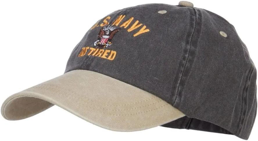 e4Hats.com US Navy Retired Military Embroidered Two Tone Cap