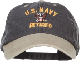 e4Hats.com US Navy Retired Military Embroidered Two Tone Cap