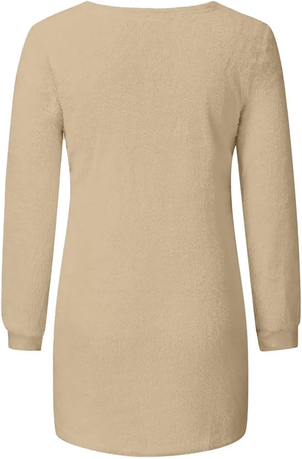 Fluffy Fuzzy Sweater for Women Crewneck Long Sleeve Drop Shoulder Pullovers Solid Basic Loose Winter Warm Jumper