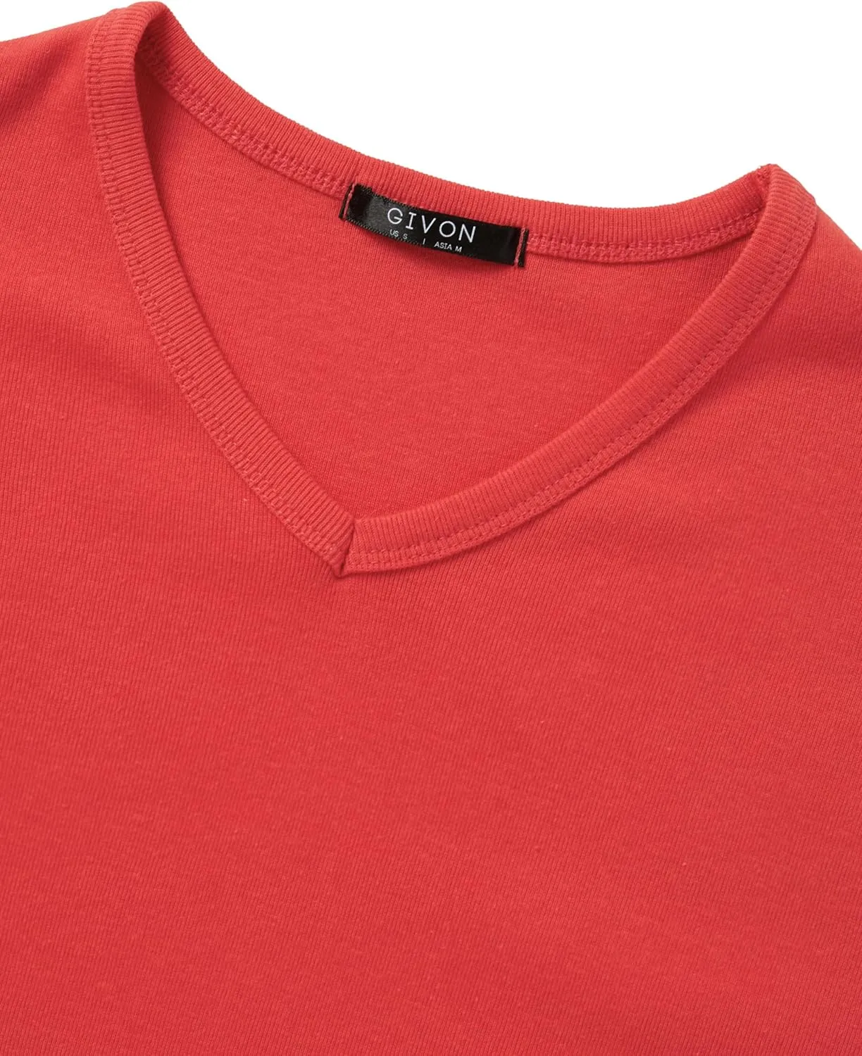 GIVON Mens Slim Fit V-Neck Long Sleeve T-Shirt  100% Cotton Ribbed Knit  Midweight Base Layer or Standalone Top