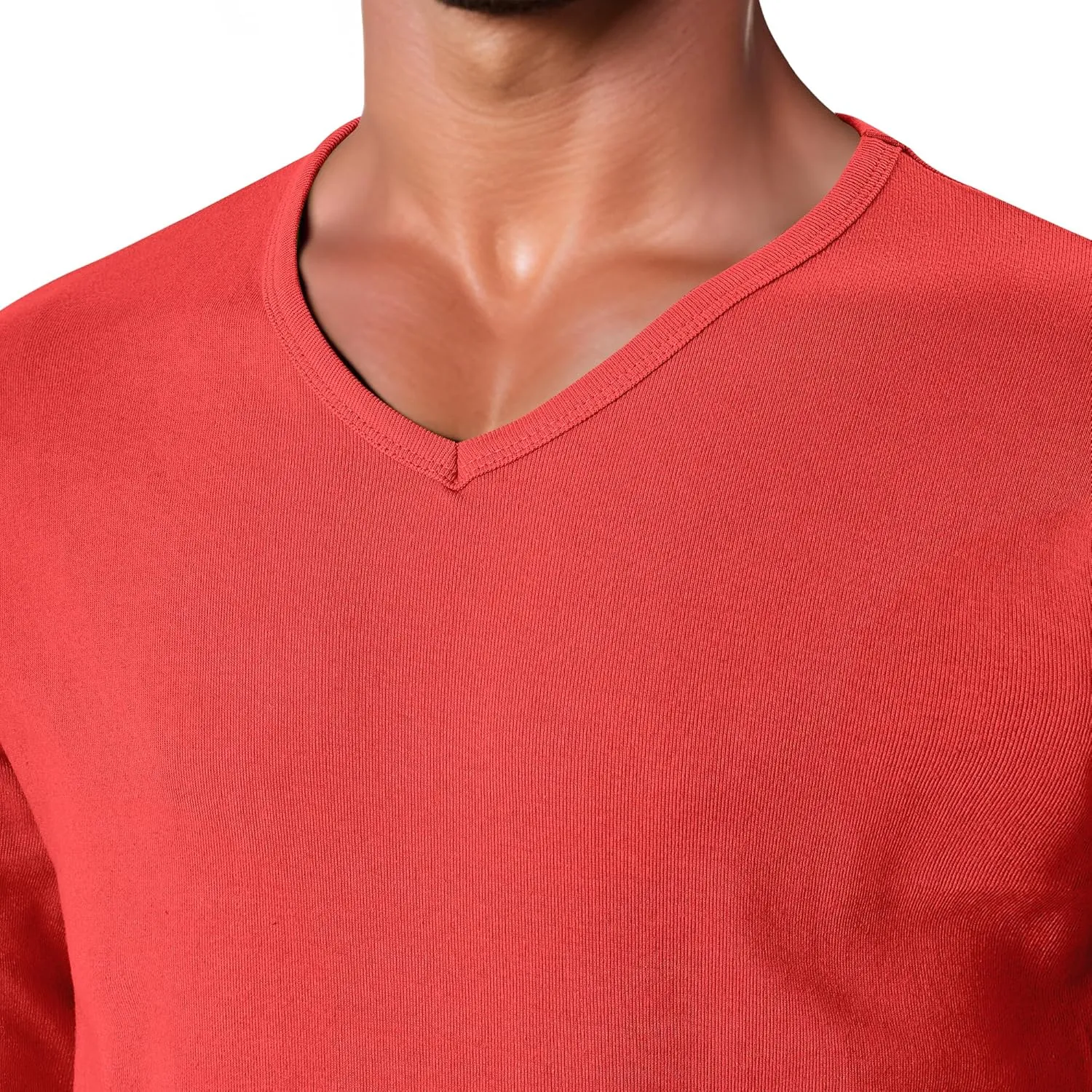 GIVON Mens Slim Fit V-Neck Long Sleeve T-Shirt  100% Cotton Ribbed Knit  Midweight Base Layer or Standalone Top