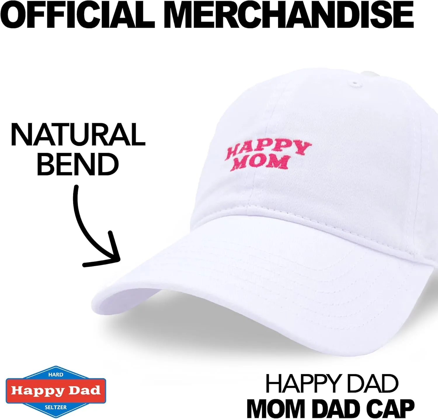 Happy Dad Hats for Men and Women, Available in Trucker Hat, 6 Panel Snapback Hat or Baseball Cap, Holiday & Birthday Gifts