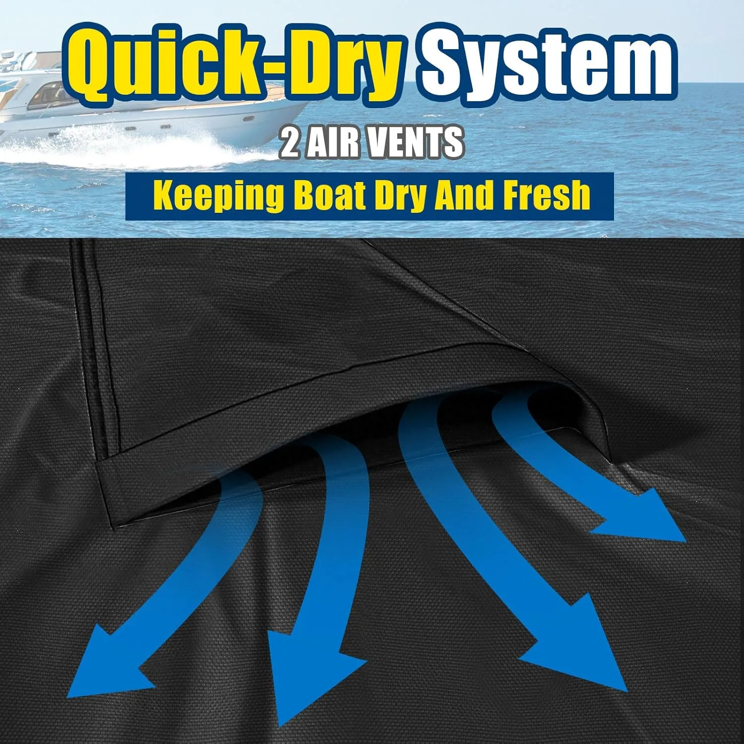 Heavy Duty 1200D Boat Cover, Waterproof & UV Resistant, Fits 14-16 FT X 90" Beam Width V-Hull, Tri-Hull, Bass Boats - Trailerable Marine Grade Cover with Adjustable Straps for All-Weather Protection