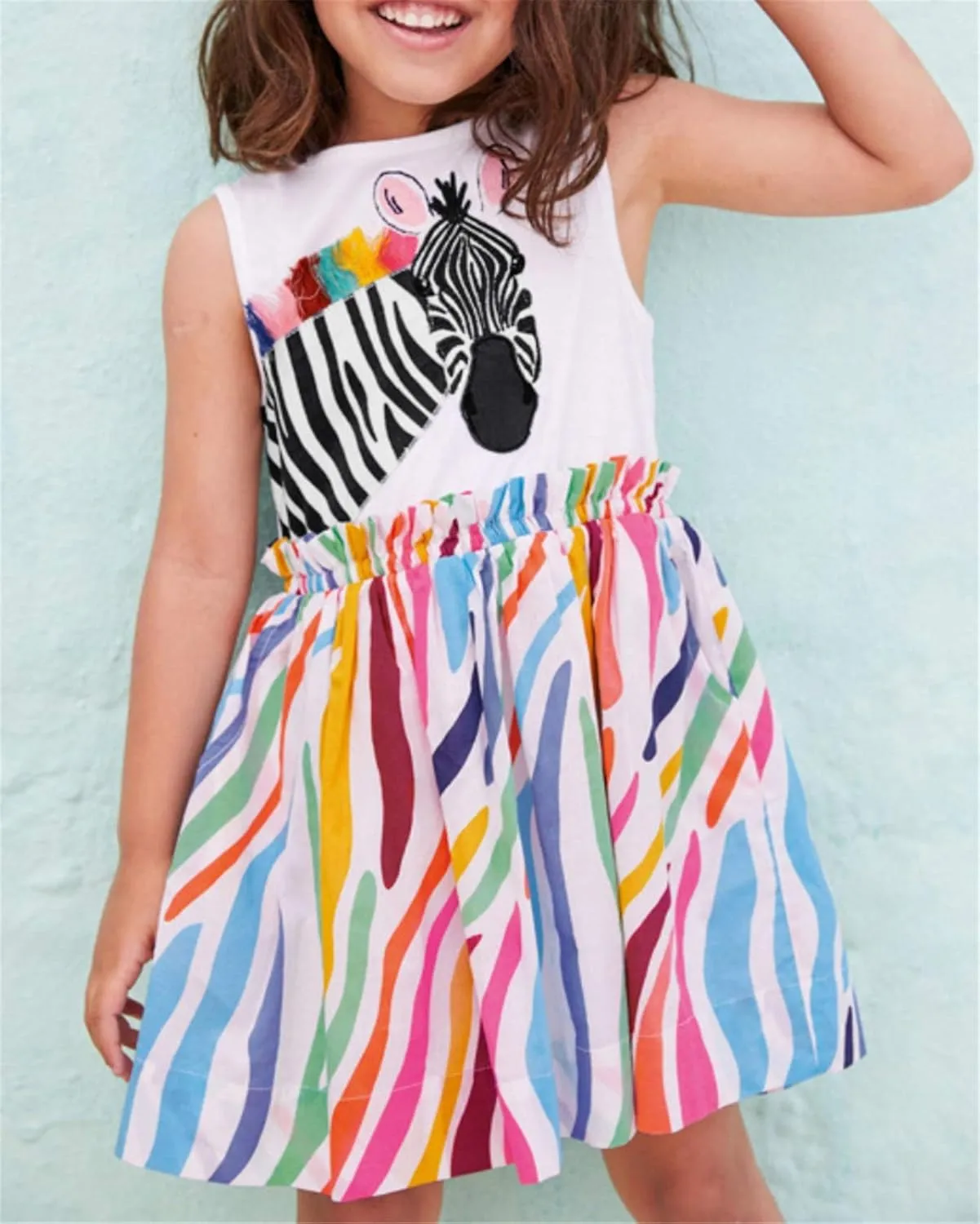 HILEELANG Toddler Girl Cotton Casual Dress Summer Short Sleeve Basic Tunic Playwear Shirt Dresses