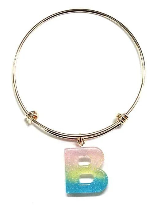 KB8195 Assorted 16 Piece Ombre Acrylic Initial Bangle Pack