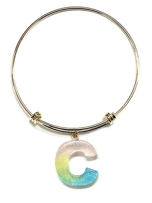 KB8195 Assorted 16 Piece Ombre Acrylic Initial Bangle Pack
