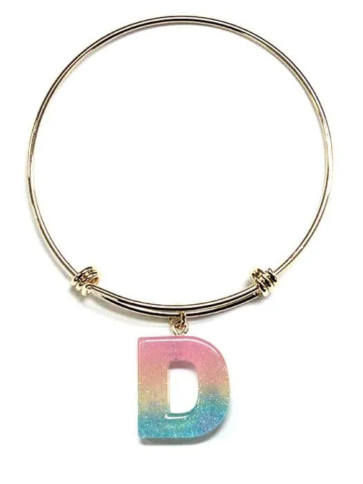 KB8195 Assorted 16 Piece Ombre Acrylic Initial Bangle Pack