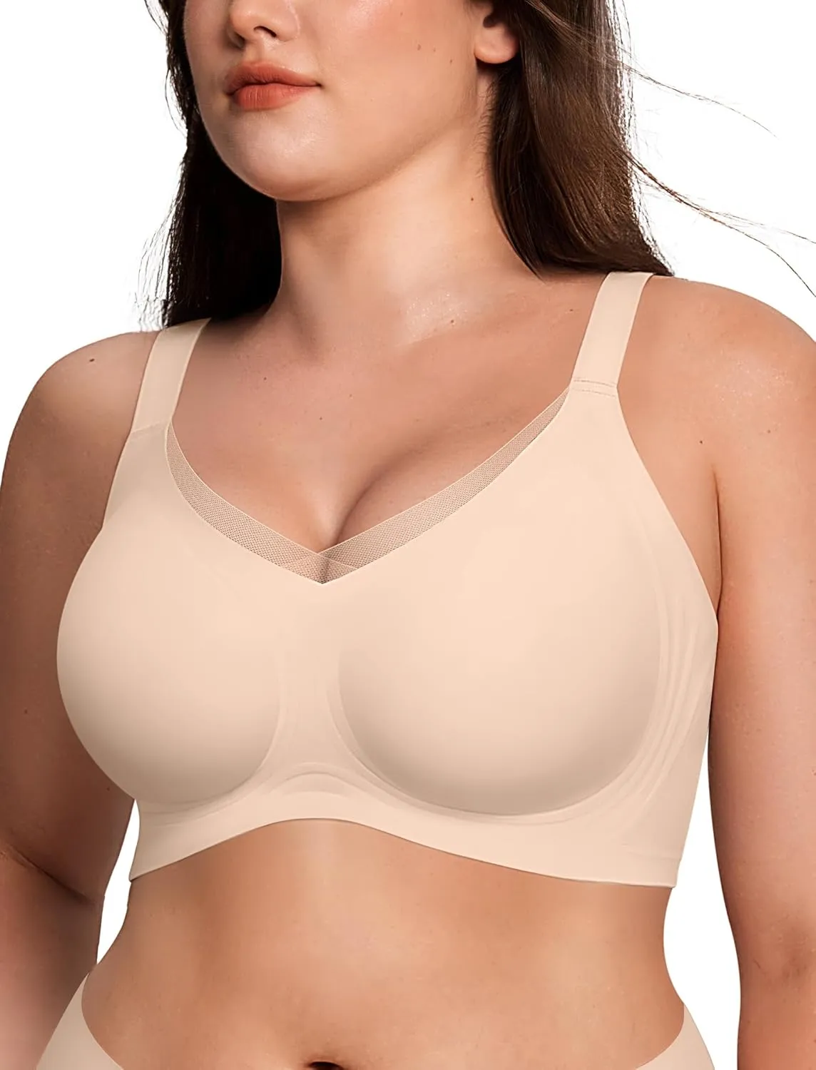 Lace V Seamless Bras for Women No Underwire Bralettes Push Up Wireless Supportive Full Coverage Everyday Bras