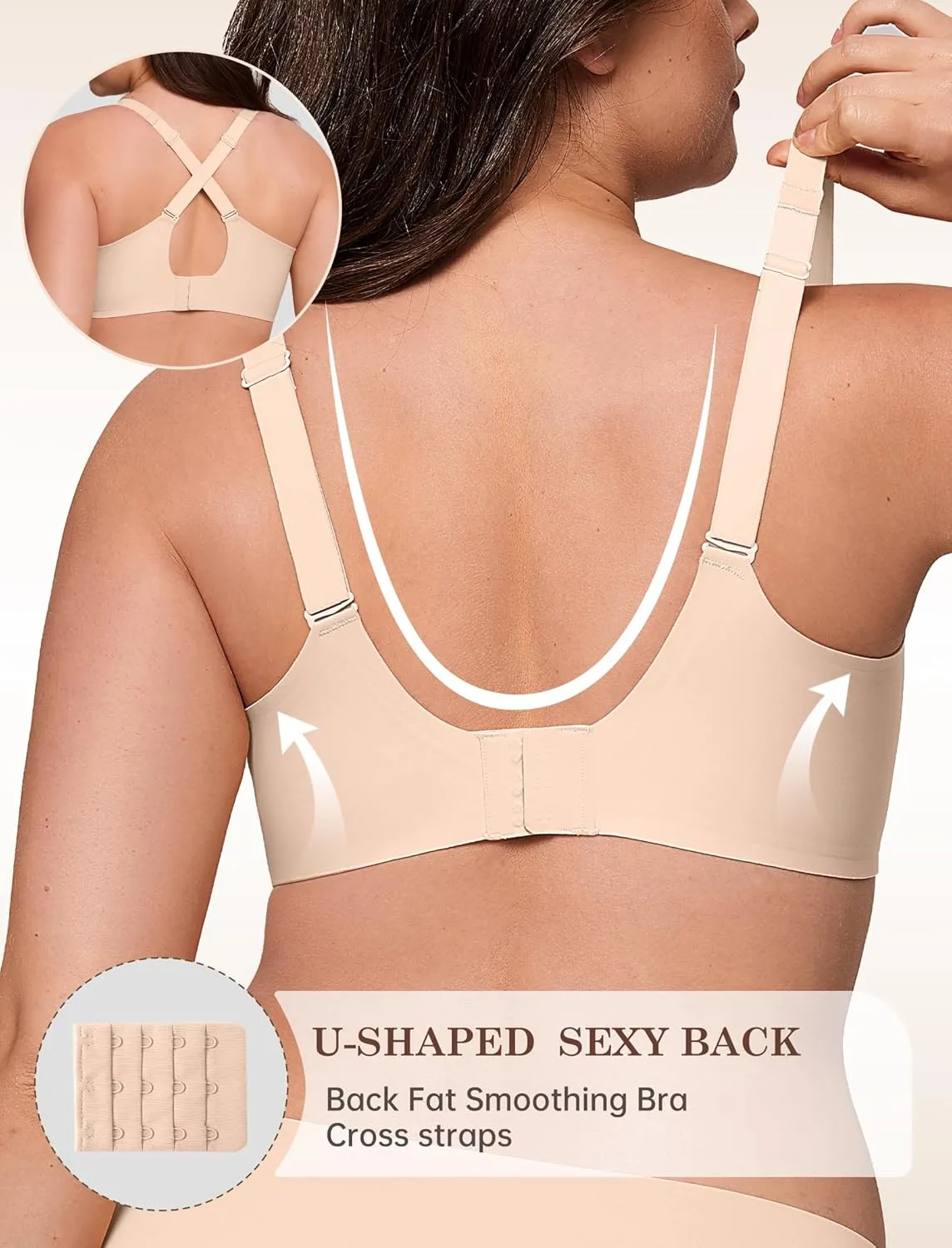 Lace V Seamless Bras for Women No Underwire Bralettes Push Up Wireless Supportive Full Coverage Everyday Bras