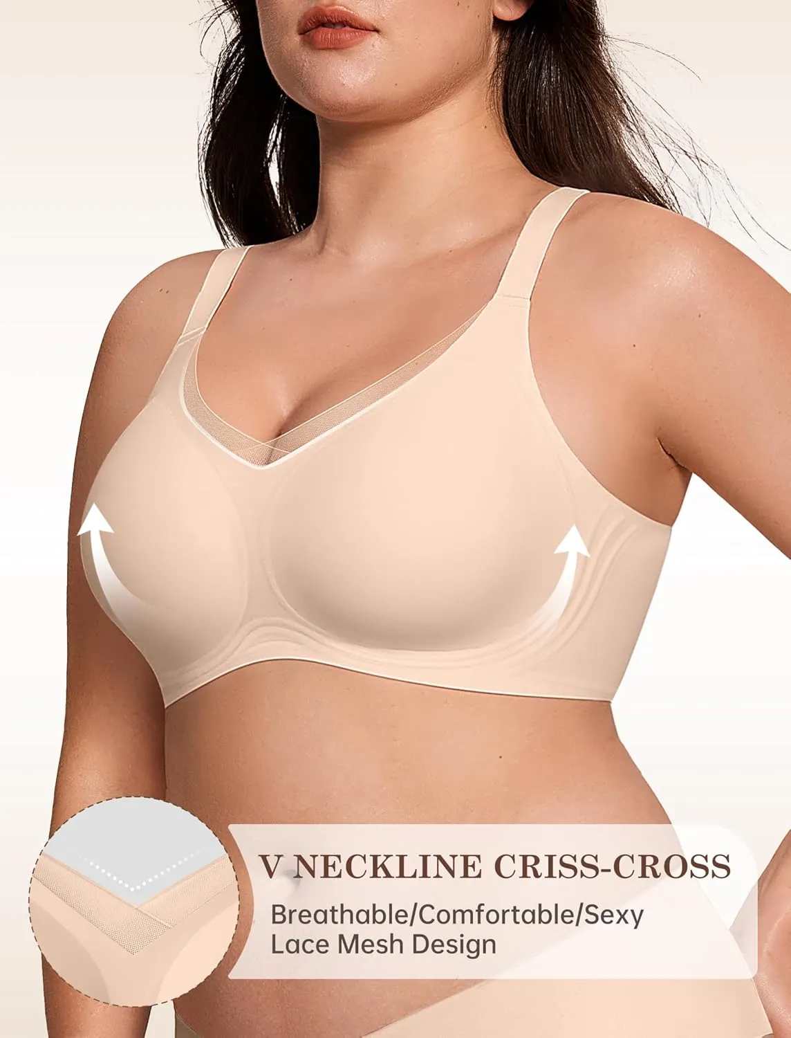 Lace V Seamless Bras for Women No Underwire Bralettes Push Up Wireless Supportive Full Coverage Everyday Bras