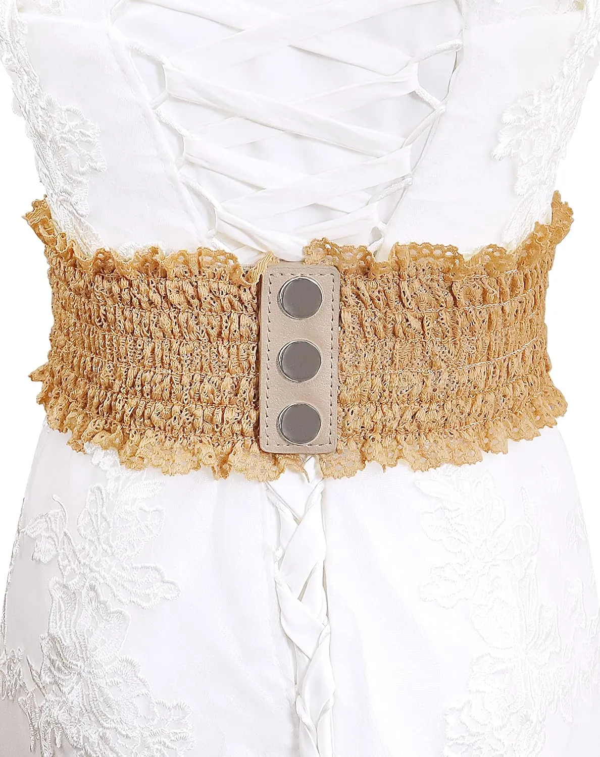 Lovful Lace Elastic Belt for Women,Adjustable Faux Leather Waist Belt,Tassel Obi Cinch Belt