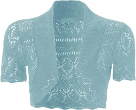 Loxdonz Girls Kids Short Sleeve Crochet Knitted Bolero Shrug Top Cardigan Shrug