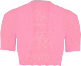 Loxdonz Girls Kids Short Sleeve Crochet Knitted Bolero Shrug Top Cardigan Shrug