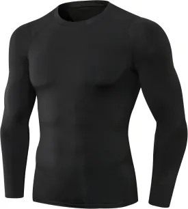 Men's Compression Long Sleeve Shirts, Cool Dry Sport Workout Underwear Shirt Athletic Baselayer Running Tops 1/2 Pack