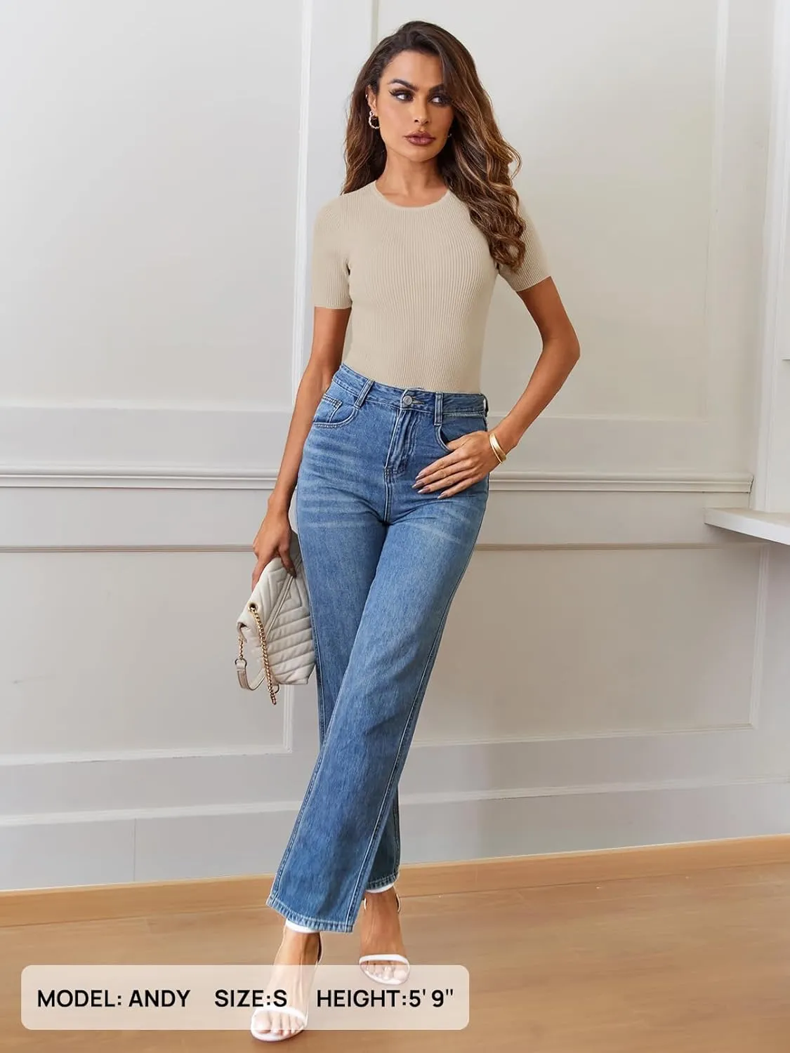 MEROKEETY Women's Short Sleeve Crewneck Bodysuits Summer Ribbed Knit Tops Slim Fit Body Suit