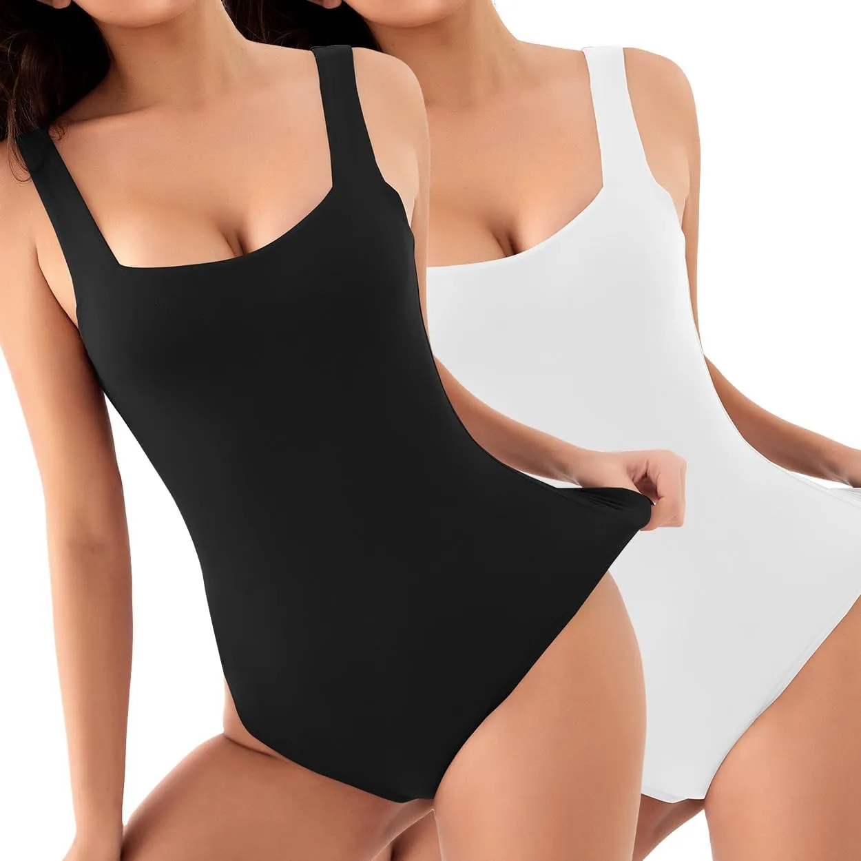 MISSJOY Women's Square Neck Sleeveless Slimming Going Out Tank Tops Bodysuits Clubwear