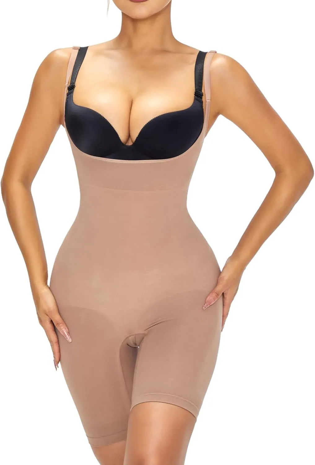 Mosebo Shapewear for Women Tummy Control Open Bust Body Shaper Seamless Compression Waist Trainer Bodysuit