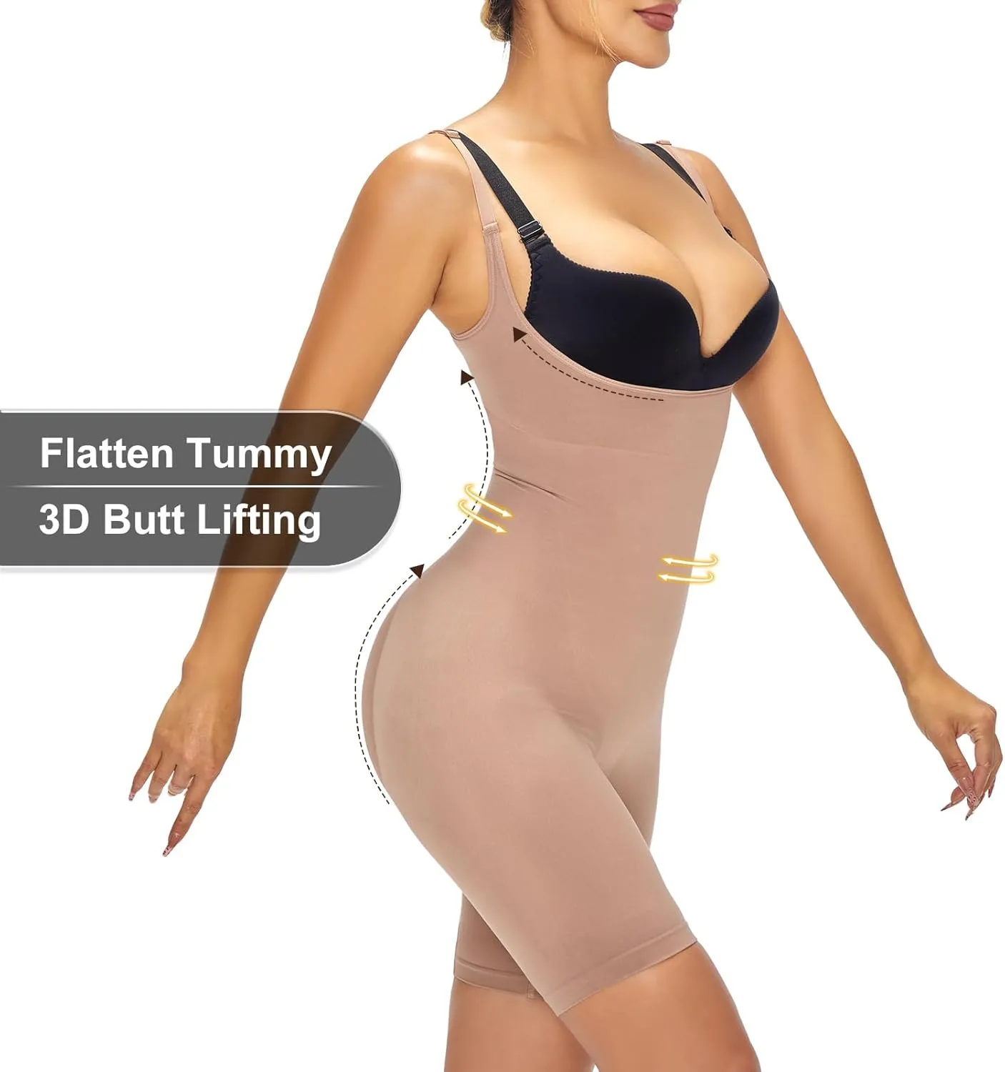 Mosebo Shapewear for Women Tummy Control Open Bust Body Shaper Seamless Compression Waist Trainer Bodysuit