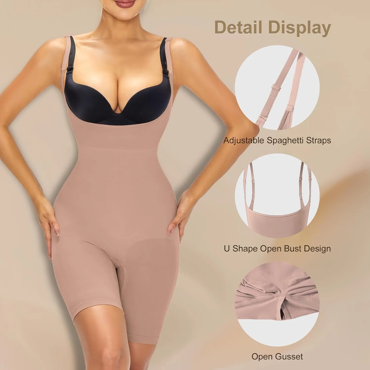 Mosebo Shapewear for Women Tummy Control Open Bust Body Shaper Seamless Compression Waist Trainer Bodysuit
