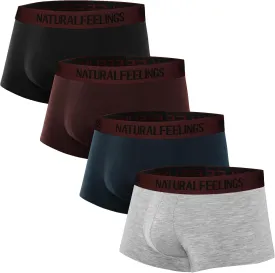 Natural Feelings Mens Underwear Boxer Briefs Pouch Trunks Underwear for Men 1.5" No Fly Boxer Trunks 4-Pack
