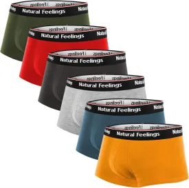 Natural Feelings Mens Underwear Boxer Briefs Pouch Trunks Underwear for Men 1.5" No Fly Boxer Trunks 4-Pack