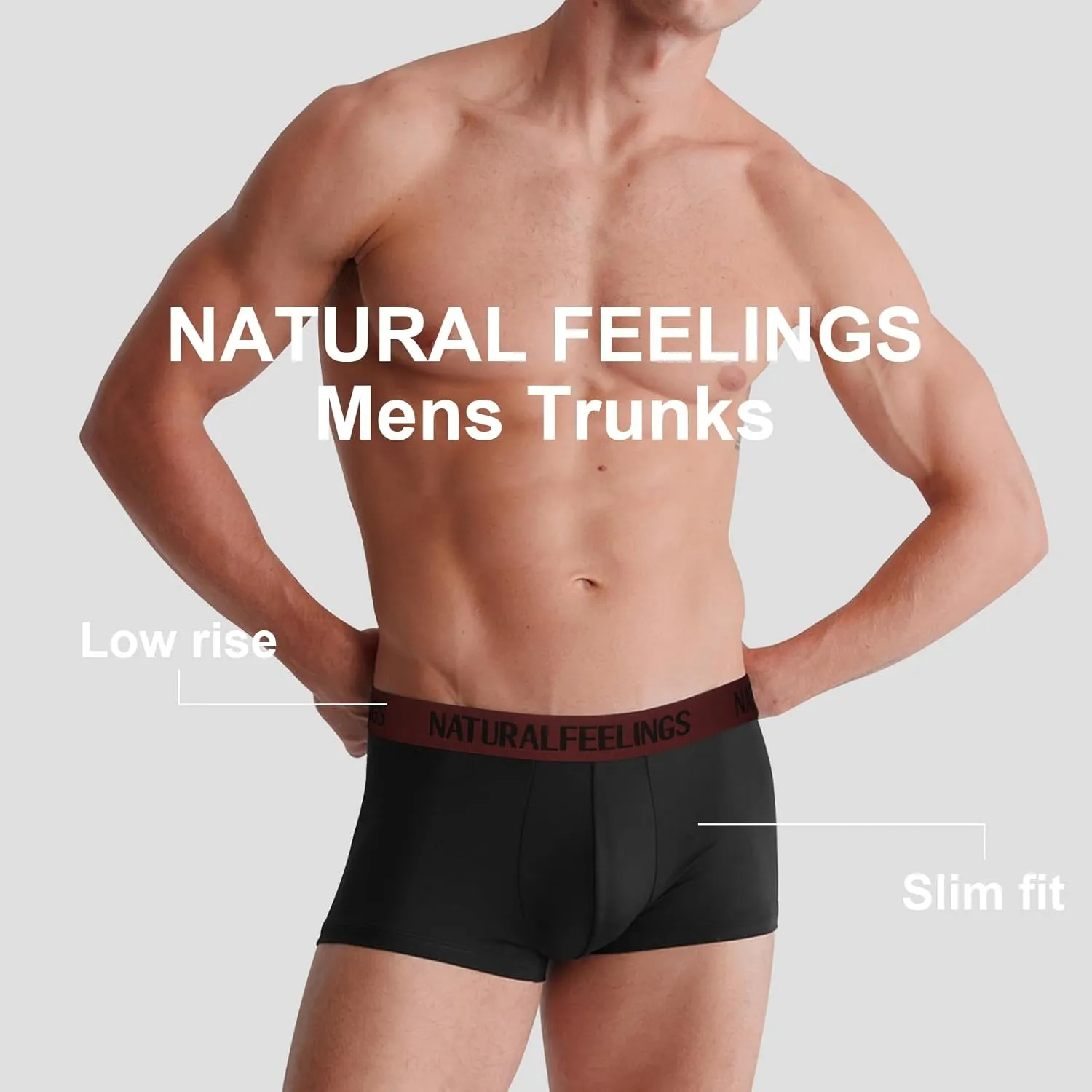 Natural Feelings Mens Underwear Boxer Briefs Pouch Trunks Underwear for Men 1.5" No Fly Boxer Trunks 4-Pack