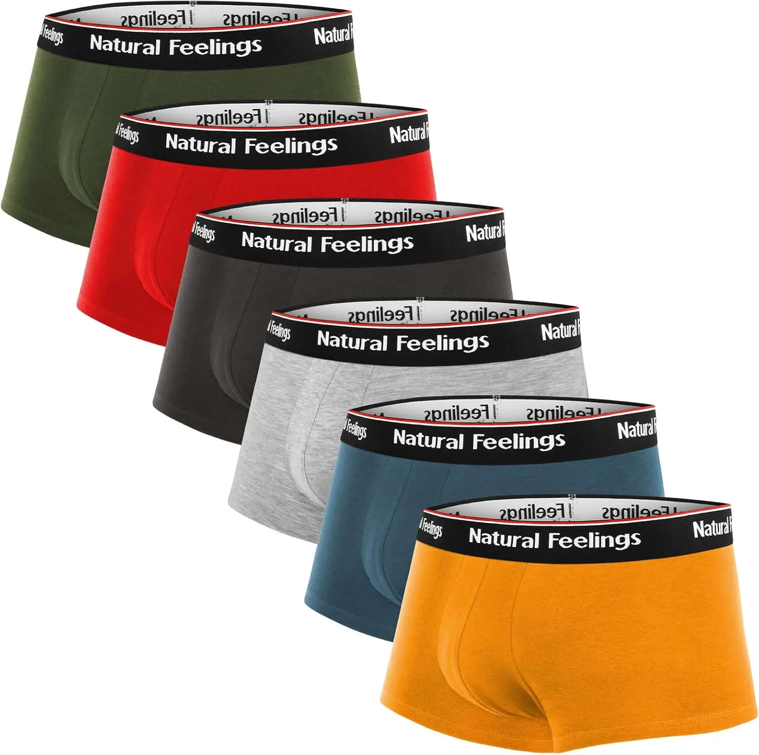 Natural Feelings Mens Underwear Boxer Briefs Pouch Trunks Underwear for Men 1.5" No Fly Boxer Trunks 4-Pack