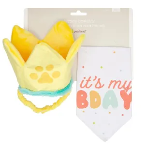 Pearhead Happy Barkday Medium / Large Bandana & Hat Set