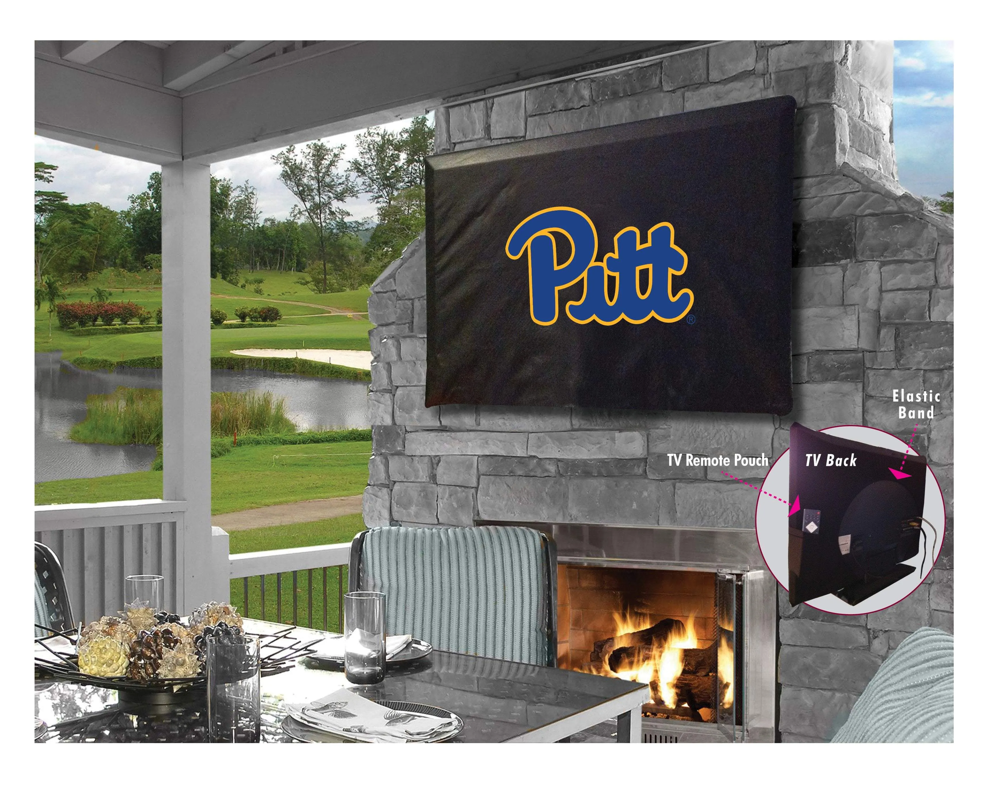 Pittsburgh Panthers Black Breathable Water Resistant Vinyl TV Cover