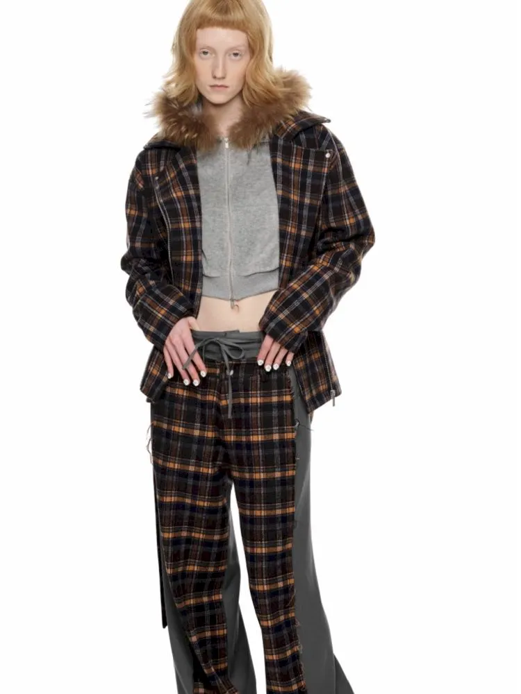 Plaid tweed biker suit【s0000010641】
