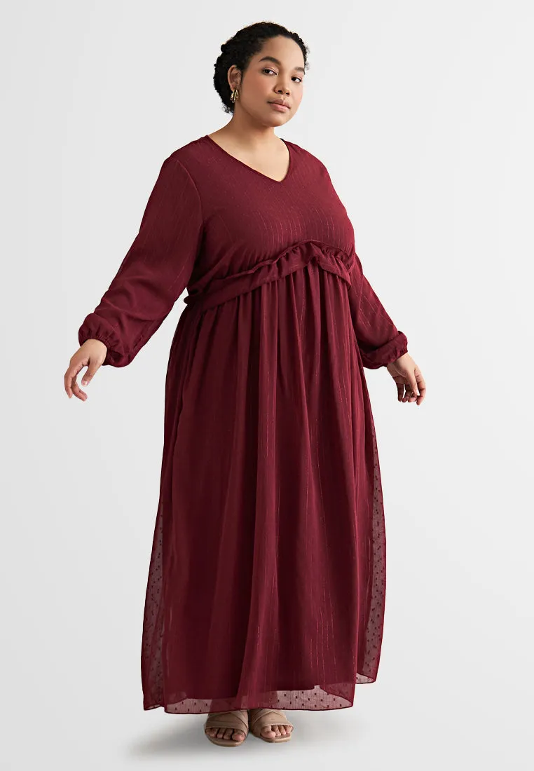 Primrose Pom Pom Ruffles Long Dress