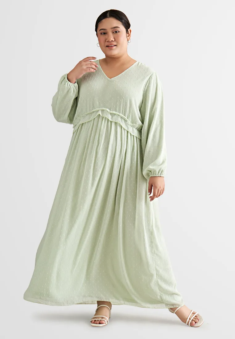 Primrose Pom Pom Ruffles Long Dress