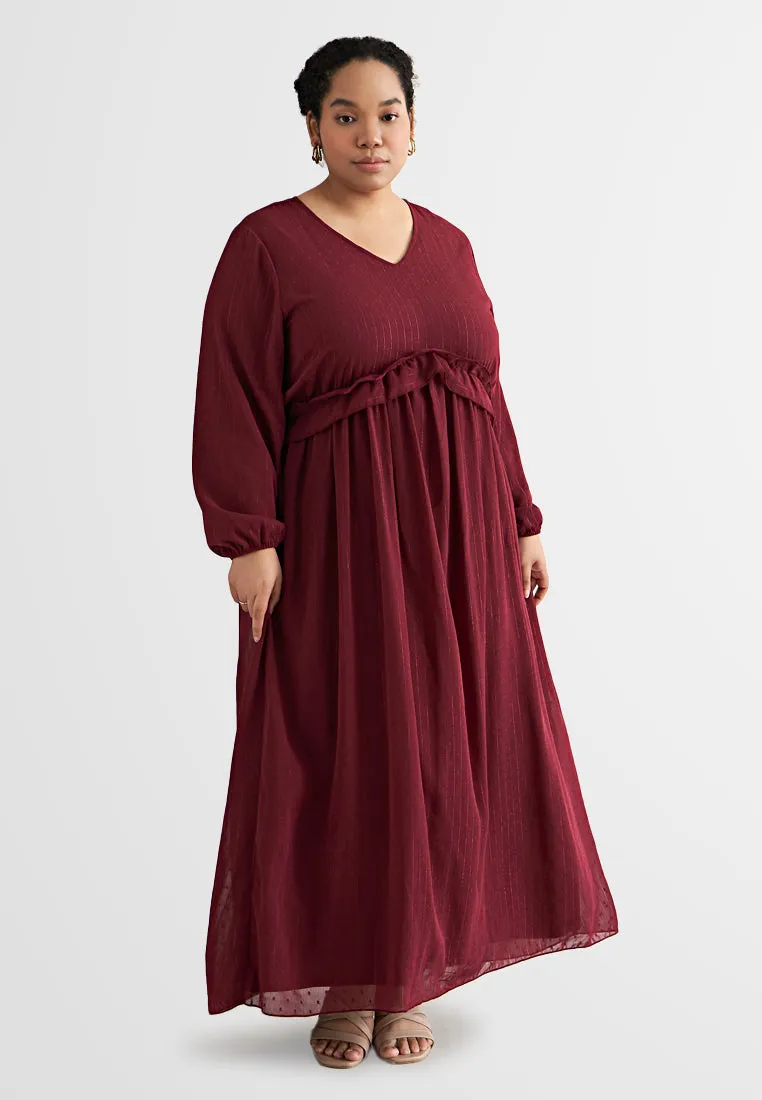 Primrose Pom Pom Ruffles Long Dress