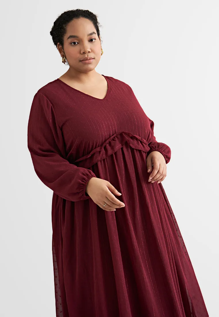 Primrose Pom Pom Ruffles Long Dress