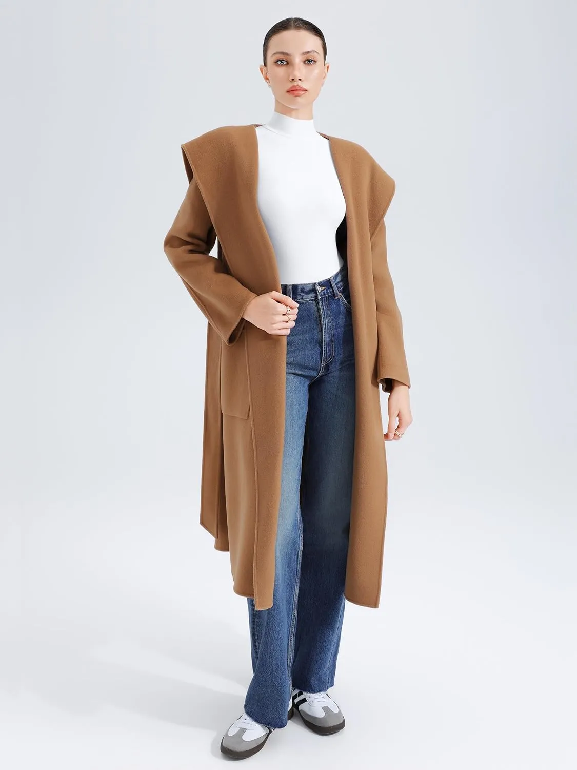 REORIA Women's Turtle Neck Long Sleeve Bodysuit Basic Slim Fit Double Lined Lightweight Layering Top for Fall & Winter