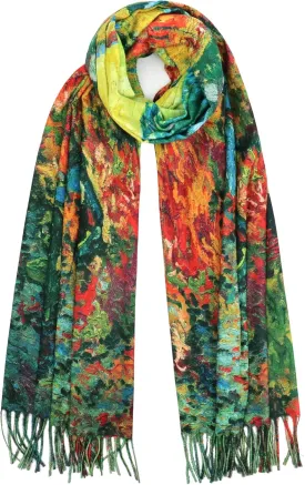 Reversible Pashmina Scarf - Double-side Cashmere Feel Shawl Wrap Monet Van Gogh Art Printing Scarves