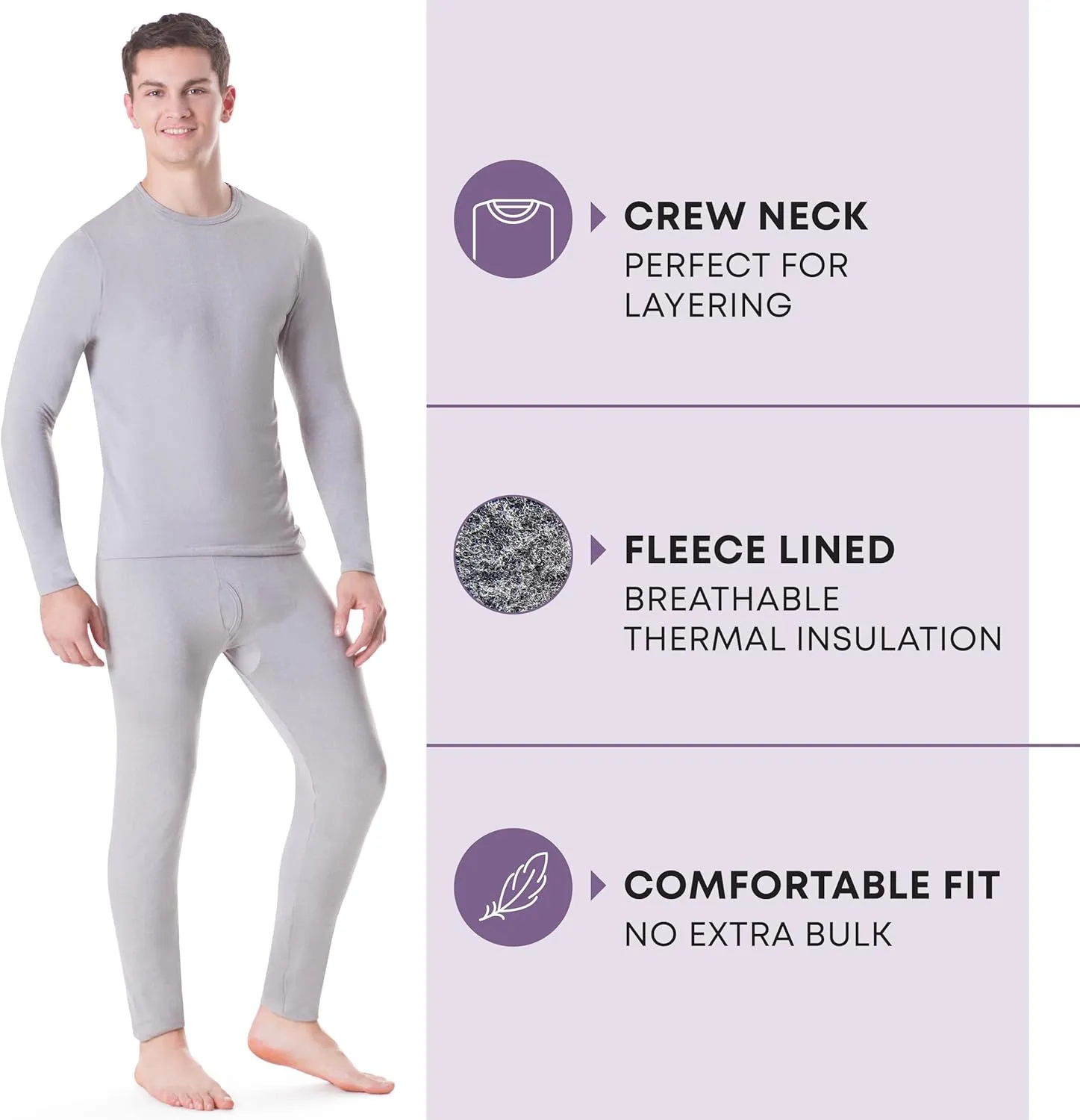 Rocky Thermal Underwear for Men, Long Johns Fleece Lined Set, Shirt & Pants, Base Layer w/Leggings/Bottoms Ski/Extreme Cold