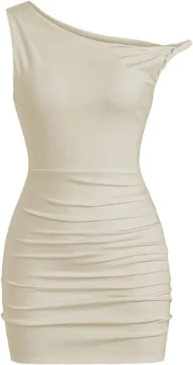 SOLY HUX Women's Summer Mini Dresses Off The Shoulder Ruched Bodycon Graduation Dress Sexy Going Out Party Club Outfits