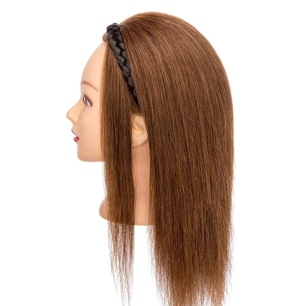 Synthetic Chunky Braided Headband - Elastic Stretch Wide Plaited Braids - Trendy Girls Women (Dark Brown, Small-three strands)