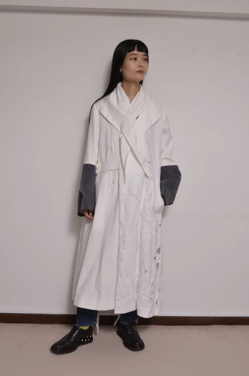 TABLE CLOTH △ SHAWL COAT_WHT
