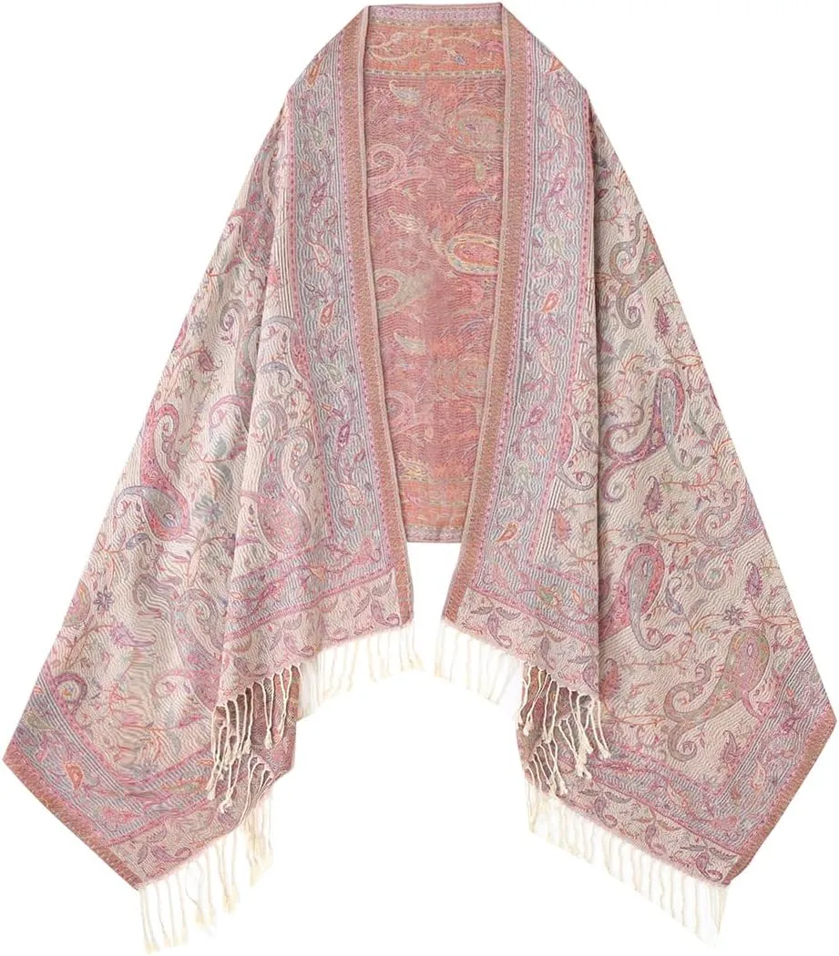 Umjetnost Womens Soft Silky Pashmina Rave Scarf Paisley Pattern Pashmina Shawl Wrap with Fringes
